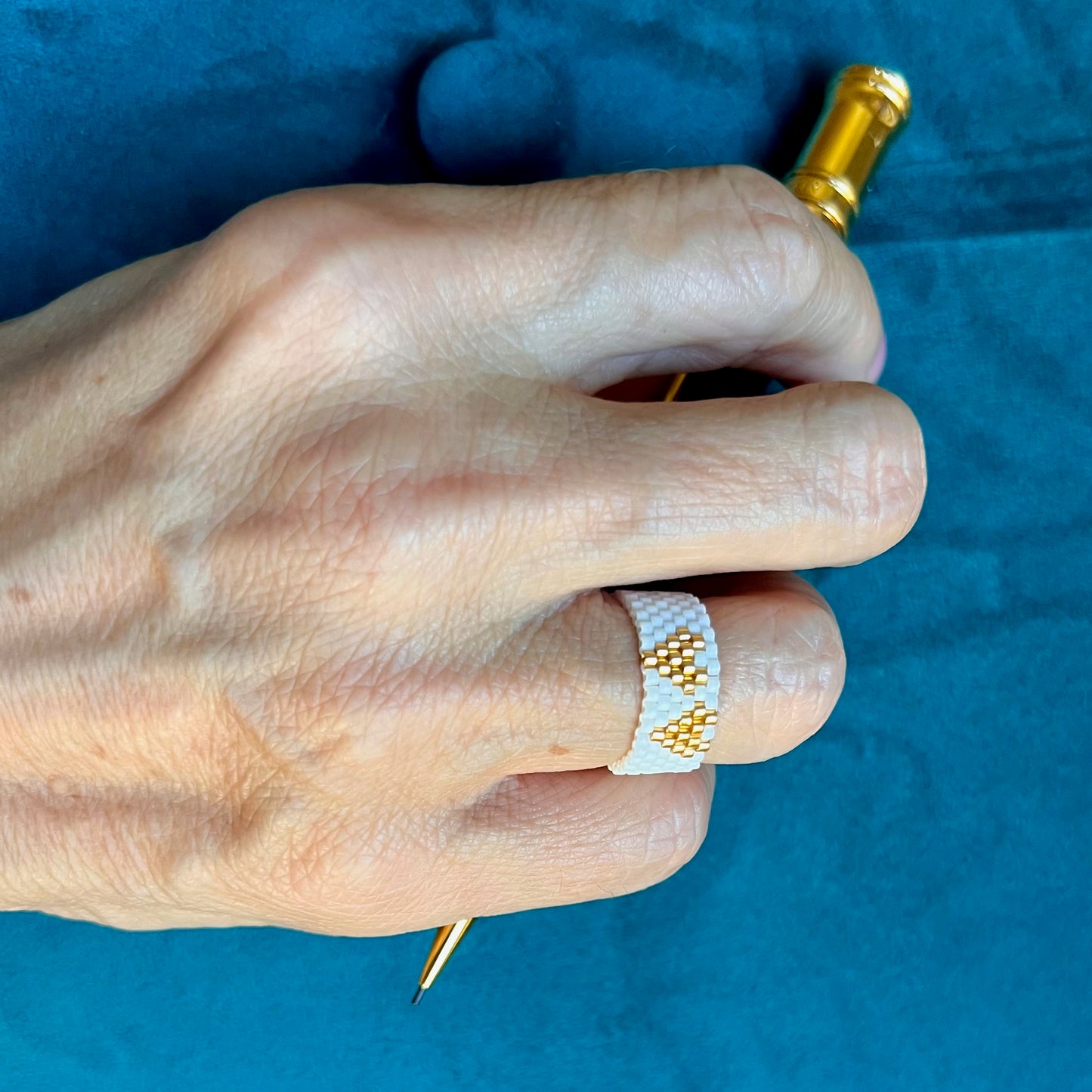 Anello Coppia di Cuori - bianco