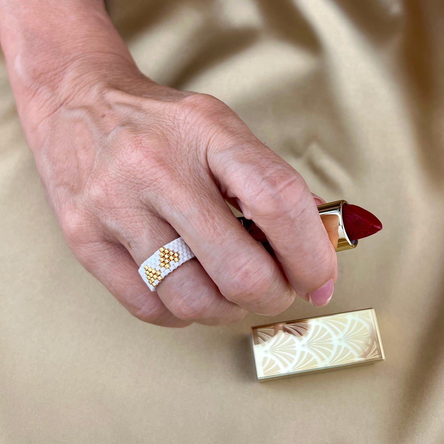 Anello Coppia di Cuori - bianco
